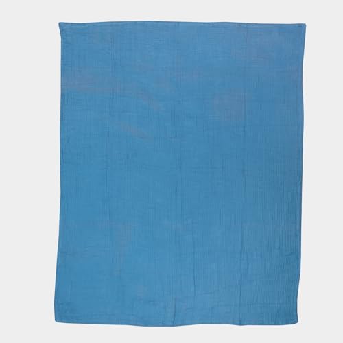 KHUSHI HANDICRAFT Cotton Gauze Throw 100% Cotton Throw 50 x 70 Inches Decorative Throw Cotton Lightweight Decorative Gauze Throw Blanket (Sky Blue, 50x79 Inches)