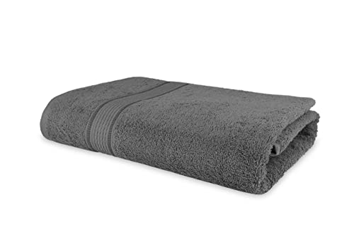 Roseate Elegance 100% Cotton (450 GSM / 70x140 cm) Large Bath Towel Ultra Soft Super Absorbent (Grey) Pack of 1