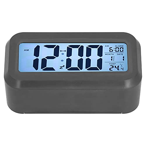 Office Desk Decor, LCD Screen Display ABS High Sensitivity Modern Clock for Office for Home(Black)