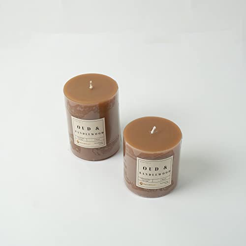 The Decor Mart Oud & Sandal Wood Scented Pillar Candles Set of 2