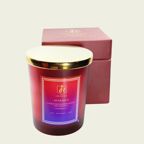 Cire Royale| Luxury Scented Candle with Golden Lid| 100% Soy & Coconut Wax Blend| Large 200gms Bouquet - Unwrap The Blossom, Ignite The Serenity