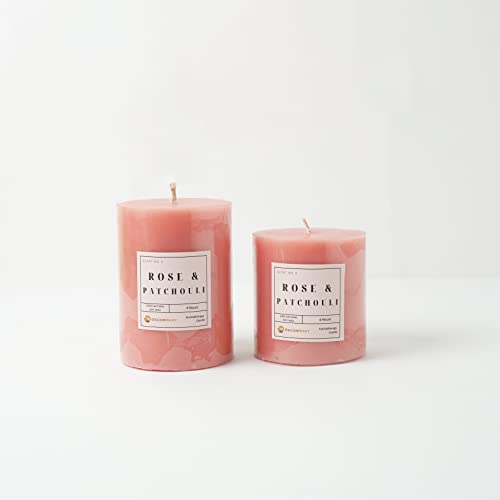 The Decor Mart Rose & Patchouli Pillar Candles Set of 2