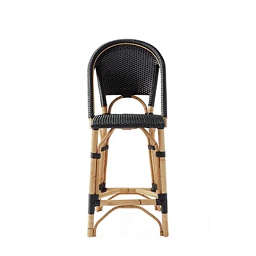 THE INSIDE PROJECT Synthetic Rattan Paris Bar Stool Black for Home Decor (Black)