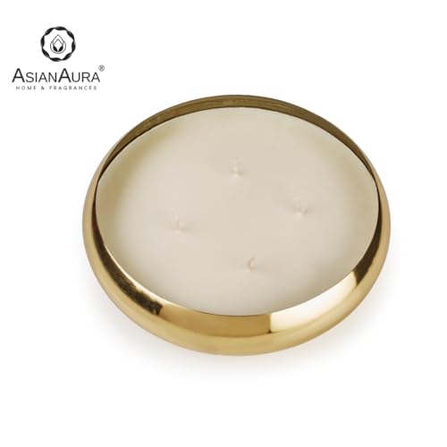 Asian Aura 4 Wick Soy Blend Metal Urli Candle | Premium Smokeless Luxury Scented Candle for Home Decor, Events, Relaxation, and Gifting | Long-Lasting Fragrance - 1-Pack (Royal Oud, 4 Wick)