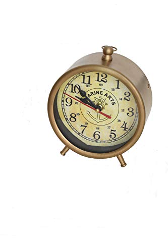 M.Nautical Star Table Clock Brass Antique Maritime Working Antique Look Desk Clock