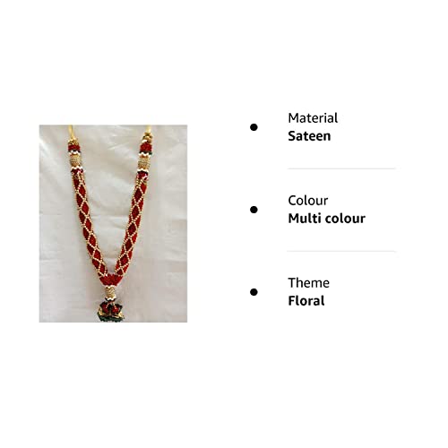 Sri Sainath Enterprises RED with Gold Balls Chain with Golden Stone Ball with Jasmine Flowers Garland Length - 45 CM