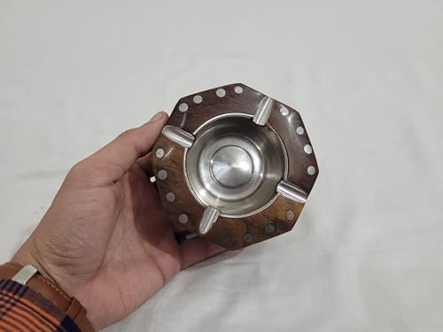 MM Crafts Colletion Hexagon shape Elegant Wooden Ashtray Enhancing Your Smoking Experience in Style Brown Hight quality Wooden Ashtray.