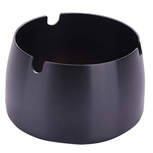 Fashion My Day Windproof Ashtray Stainless Steel Ash Tray for Home Office Black S