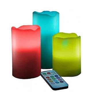 SRzone Decorative Flameless LED Pillar Luma Candle Lamp Romantic Night Colour Changing Candle with Remote