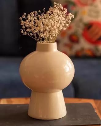 Craftribal Ceramic Flower Vase (8.5 inches, White)