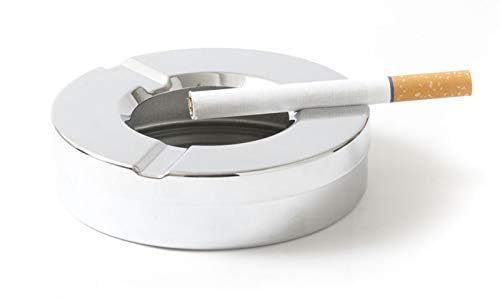 Ashtray for Cigarette Steel Holder Tray with Lid for Home,Office Bar Silver Silver Stainless Steel Ashtray (Pack of 2)