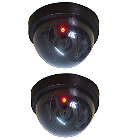 Aqtus 2 Pcs Dummy CCTV Dome Camera with Blinking Red LED Light