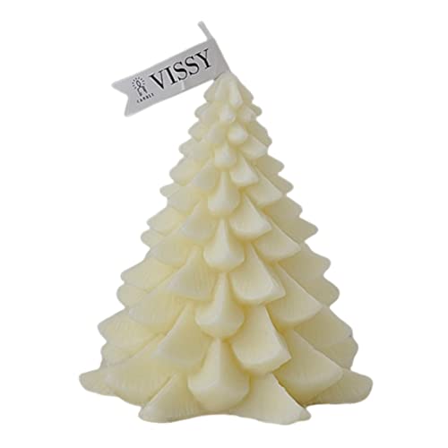 ATORSE® Christmas Tree Wax Scented Candle Creative Curve Home Decor Prop Milky White