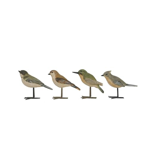 Creative Co-Op Resin Birds with Metal Feet (Set of 4 Styles)