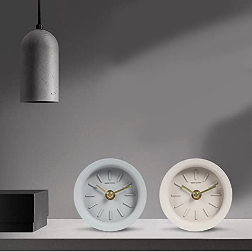 Artibetter 1pc Table Clock Desktop Clock Industrial Style Brass Pointer Household Clock Without Battery (Light Grey)