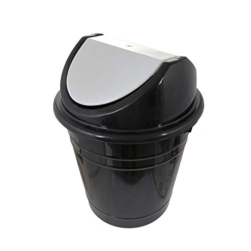 Kuber Industries Plastic Medium Size Swing Lid Dustbin/Garbage Bin/Waste Bin (Black & White)-KUBMART10215