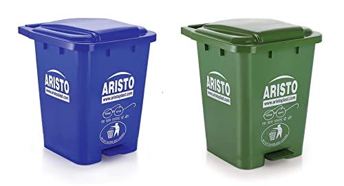 ARISTO Plastic Pedal Garbage Waste Dustbin 45 LTR (Green/Blue)