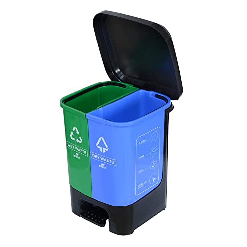 Nilkamal TWINDB10L 10 Liter Twin Dustbin Home Paddle Plastic Modern Step On Dustbin With Lid For Kitchen With Easy Detachable Bucket For Home, Office, School, Hotel, Hospital,Bathroom Waste bin