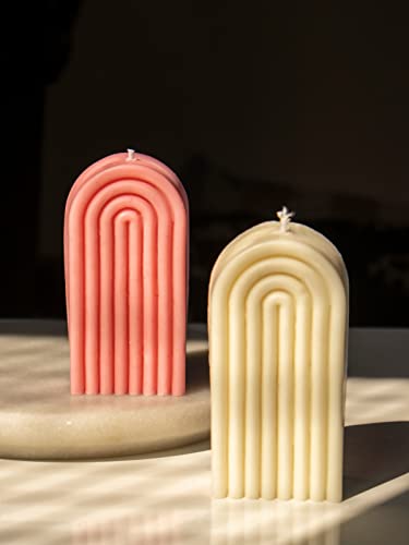 THE UMBRELLA STORE Arch Candle | 100% Soy Wax Candle| Handpoured | UnScented Candle | Aromatherapy | Gifting | 370gm Each | Pack of 2 (1 Pink+1white)