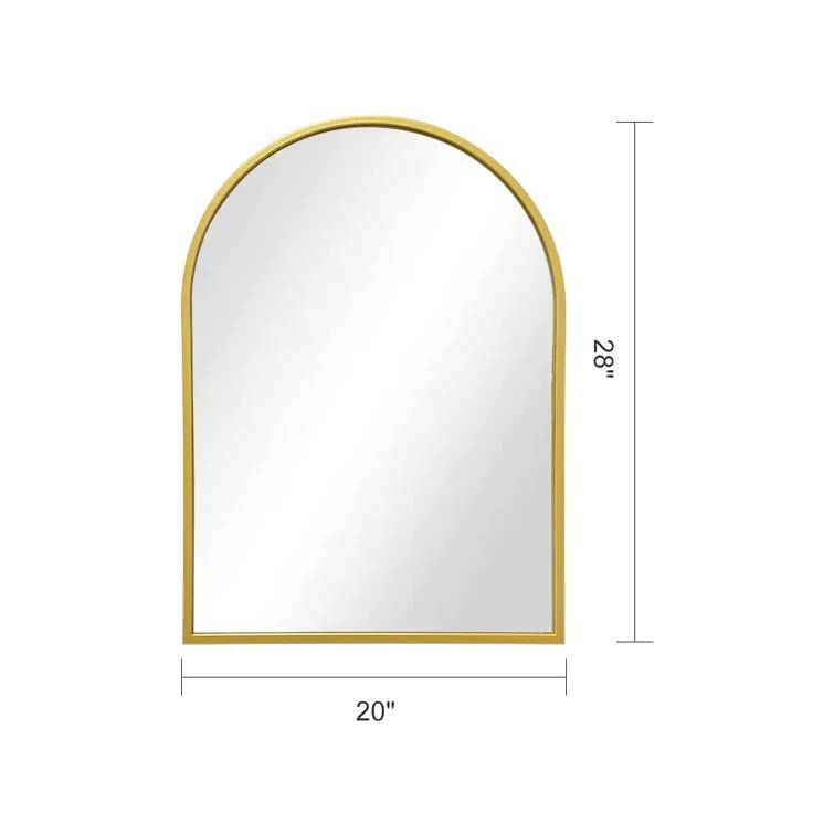 VENETIAN IMAGE Arch Metal Wall Mirror for Makeup | Home Decor | Foyer | (Golden, 28x20)