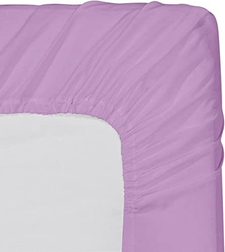 EASY BEDDING 100% Cotton All Around Elastic Premium Fitted Bedsheet with 2 Pillow Cover- Super Soft Fitted Bedsheet (8" Deep Pocket) 400 TC Fitted Sheet 3 PC Set-Lavender Solid 72" x 78"