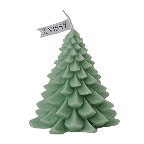 ATORSE® Christmas Tree Wax Scented Candle Creative Curve Home Decor Prop Light Green