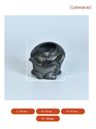 Mayii - Dual-Fired Terracotta Crocodile Ashtray Sculpture showpiece, set of 1 Premium Terracotta made Tabletop home decor for living room and gifting(9 cm,Black)