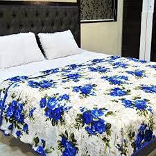 Blizz Mont Double Bed Ac Blanket Dohar/Quilt, Fabric - Micro Cotton, Color Fastness Guarantee-(Blue Flower)