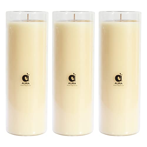 AURA Utility BOROSLATE Glass UNSCENTED Soy Wax Candle VASE - Pack of 3 Ivory