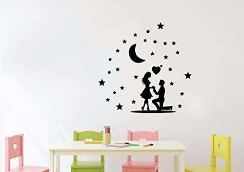 VVWV Cute Couples Love Wall Stickers for Educational Kids Room School Office Living Room Study Room Home & Kitchen Decor L x H 70 x 70 Cms