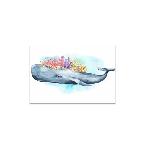 GADGETS WRAP Canvas Gallery Wrap Framed for Home Office Studio Living Room Decoration (14x11inch) - Reefs On Whale