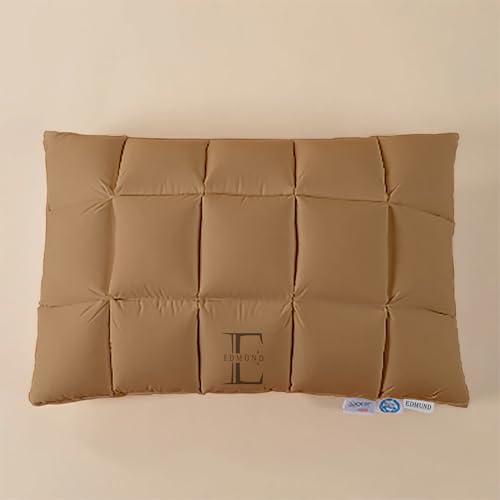 EDMUND Super Soft Premium Box Buffle Pinch Pleate Adjustable Hight Pillows 18x28 Inch Standard Size Luxurious Down Alternative Sleeping Pillow | Beige - Set of - 2