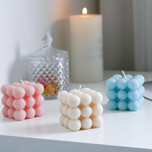 ATORSE® Cube Candle Soy Wax Small Ins Bedroom Office Nursery Decor Dessert Candle White