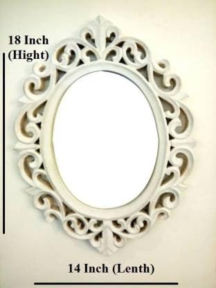 VAS Collection MDF Mirror Frame for Wall Decor,Bedroom,Living Room,Bathroom & Hallway,18"x14" Oval (Cream)