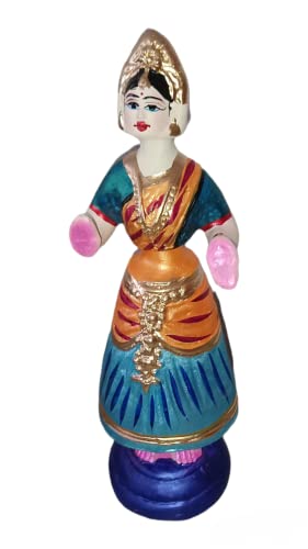 Sri Durga Creations Tanjore Dancing Doll/Golu Doll[Yellow, Blue, Yellow]