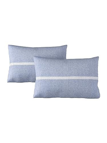 Pillow Cover Set of 2 | Pillow Cover 100% Cotton | 180 TC Bed Pillow | Wrinkle Free & Fade Resistance | Striped Pattern | Standard Size | All Season Use(Light Blue)