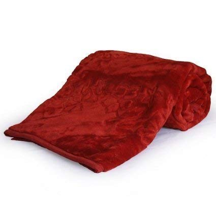 HomyReef 500 TC Winter/Mild-Winter Solid/Floral Light Weight Super Soft Warm Mink Single Bed Blanket for Winter (215 x 152 cm), Lightweight (Red, Single Bed - 85x60 Inch)