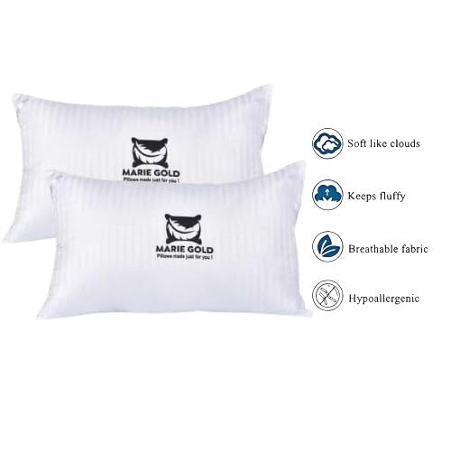 MG MARIE GOLD Luxurious 1 Piece Pillow | Polyester Microfiber Filler - 26X16 Inch Color Silky Chechk White -115 Denier (Conjugated Fiber) (550)