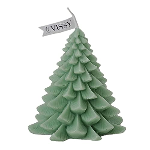 ATORSE® Christmas Tree Wax Scented Candle Creative Curve Home Decor Prop Light Green