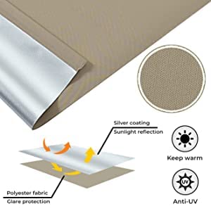 Deco Window Roller Blinds 100% Blackout (3 x 7 Feet, Silver Brown) UV & Sun Protection Customized Size Water Repellant & Glare Blockage for Home & Office Windows