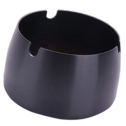 Fashion My Day Windproof Ashtray Stainless Steel Ash Tray for Home Office Black S
