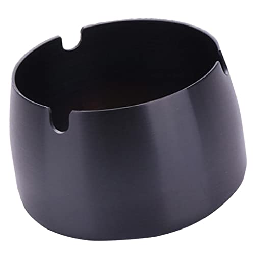 Fashion My Day Windproof Ashtray Stainless Steel Ash Tray for Home Office Black S