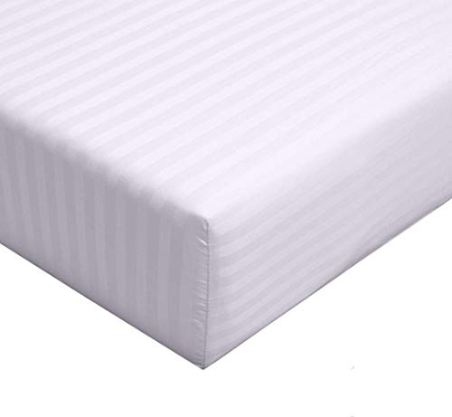 Queen , White : Stripes White 300 Thread Count Queen size Sheet Set 100 % Cotton 4pc Bed Sheet set (Deep Pocket) By wholesalebeddings