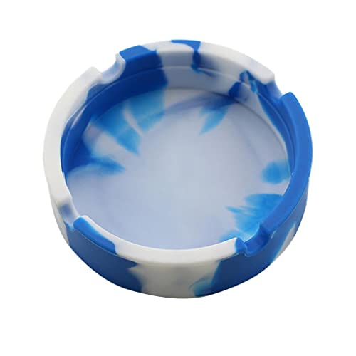 SECRET DESIRE™ Round Silicone Ashtray Cigar Holder for Tabletop Home Office Dark Blue Camo