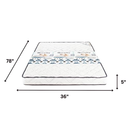 Novelty Mattress And Sofa_Vertex 5 inch Single Size Premium 50 Density High Resilience PU Foam Mattress (78x36x5, Single Bed, Soft Mattress)