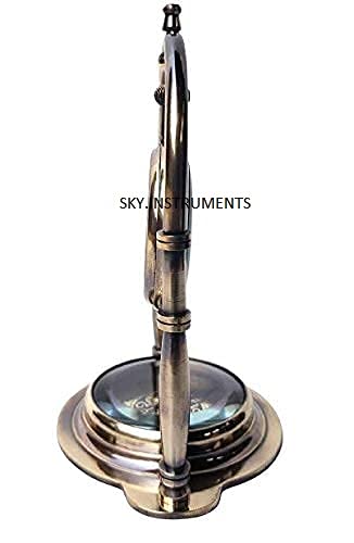 Sky Instrument Brass Nickil Hanging Watch Victoria London Antique Brass Hanging Table Watch with Directional Compass Full Brass Frame for Your Office Table Best Gift for You