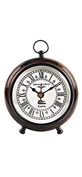 Decor Instruments Designer Table Clock (6 Inches, Brown) Roman Number