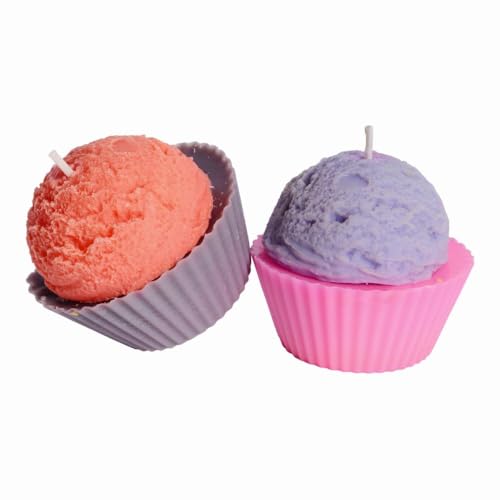 BAASARN Candless Cupcake Scented Candles 100% Soy Wax Scented Candles for Home Decor and Gifting | Decorative Birthday Cupcake Dessert Candles (Pack of 4, Jasmine)