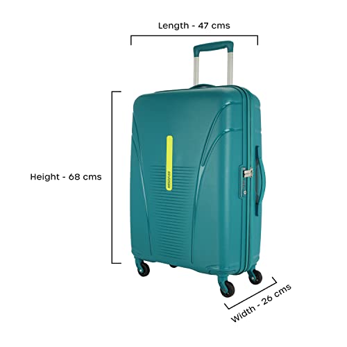 American Tourister Ivy 68 Cms Medium Check-in Polypropylene (PP) Hard Sided 4 Wheeler Spinner Luggage/Trolley Bag with TSA Lock (Sea Green)