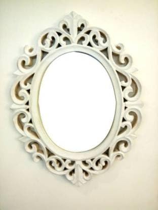 VAS Collection MDF Mirror Frame for Wall Decor,Bedroom,Living Room,Bathroom & Hallway,18"x14" Oval (Cream)